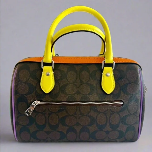 Coach Rowan Satchel Bag - Neon Colorblock Signature Canvas - NWOT - Picture 2 of 7